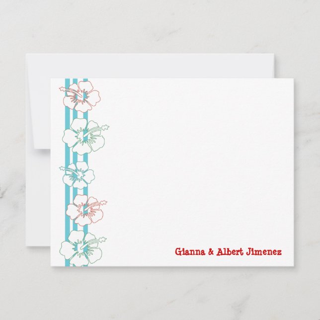 Tarjetas de notas de flor de Hibiscus | tarjetas d (Anverso)