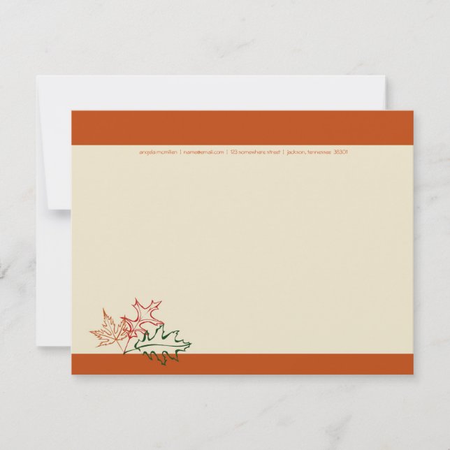 Tarjetas de notas de hojas de otoño (Anverso)