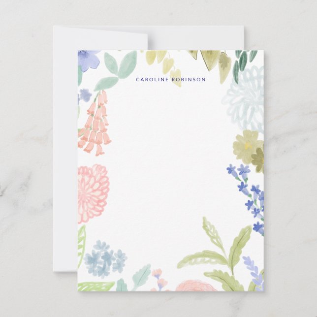 Tarjetas de notas de jardín de primavera en pastel (Anverso)