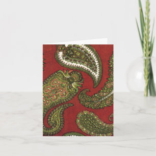 Tarjetas de notas de la Paisley Roja y Verde