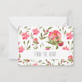 Tarjetas de notas de la peonía acuarela - Elegante
