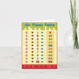 Tarjetas de notas de la tabla del seis