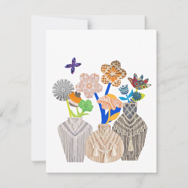 Tarjetas de notas de macrame de la maceta de flor (Anverso)