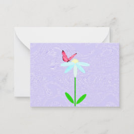 Tarjetas de notas de mariposa rosa de margarita az