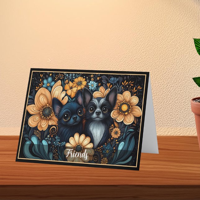 Tarjetas de notas de Moda Art Nouveau de amigos de (Chihuahua Friends Art Nouveau Chic Note Cards)