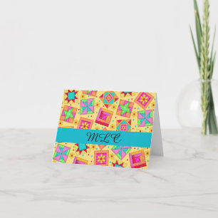 Tarjetas de notas de monograma de arte de mosaico