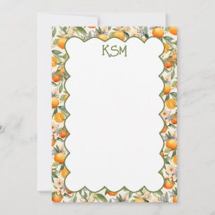 Tarjetas de notas de monograma de floración de nar