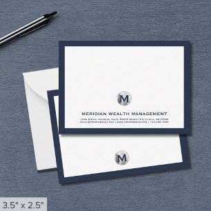 Tarjetas de notas de monograma de la marina
