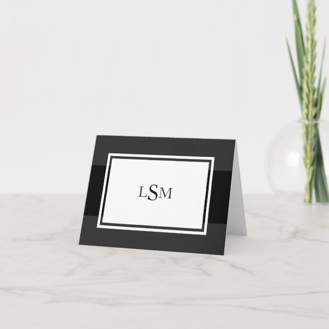 Tarjetas de notas de monograma elegante de banda n (Anverso)