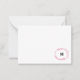 Tarjetas de notas de monograma floral rosa