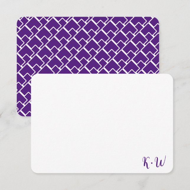 Tarjetas de notas de monograma personalizadas geom (Anverso / Reverso)