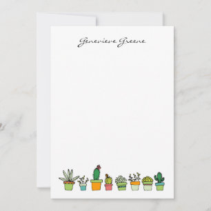 Tarjetas de notas de monograma suculentas ilustrad