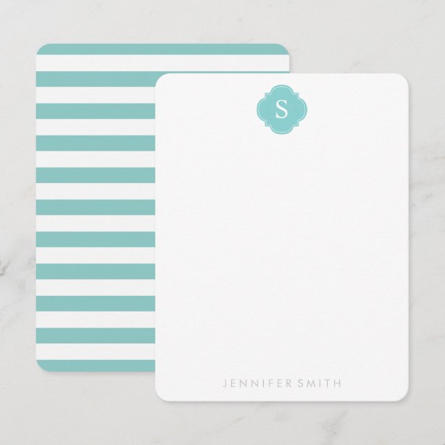 Tarjetas de notas de Monograma y Rayas de Mint (Anverso / Reverso)