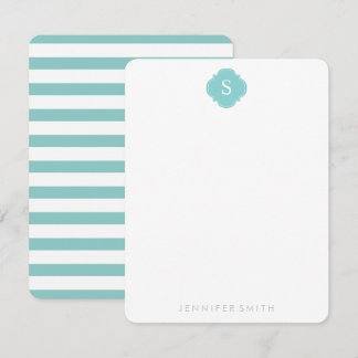 Tarjetas de notas de Monograma y Rayas de Mint