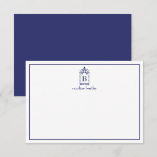 Tarjetas de notas de pagoda con monograma elegante