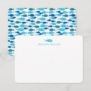 Tarjetas de notas de pescado azul personalizado