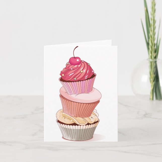 Tarjetas de notas de pila de cupcakes (Anverso)