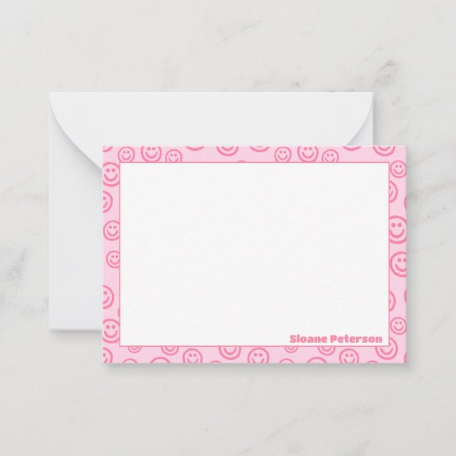 Tarjetas de notas de pincel personalizadas rosa (Anverso)
