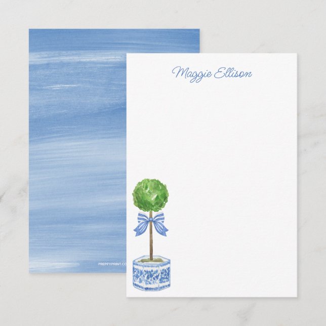 Tarjetas de notas de topiología Chinoiserie Waterc (Anverso / Reverso)