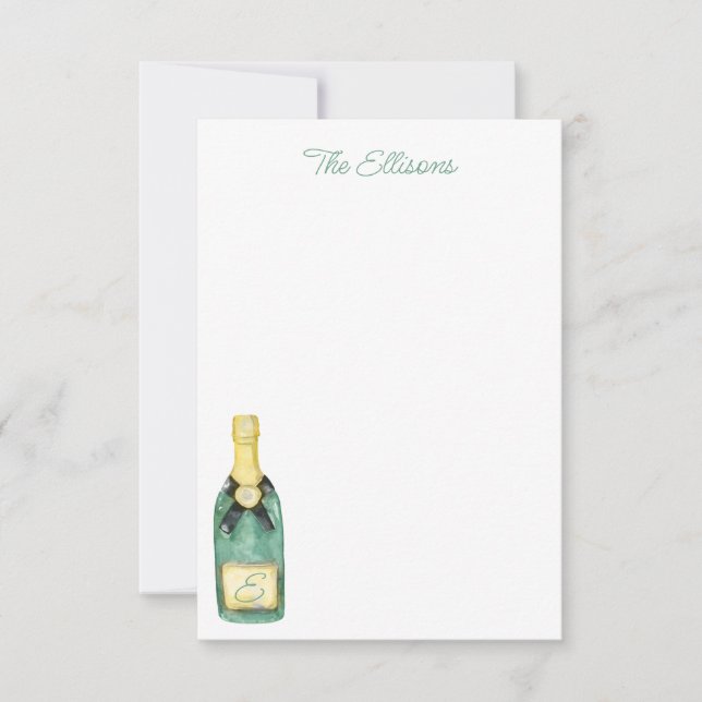 Tarjetas de notas de vino monogramado acuarela (Anverso)