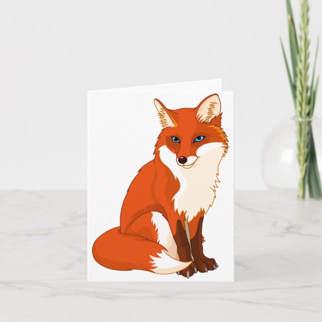 Tarjetas de notas de zorro lindo sentado (Anverso)