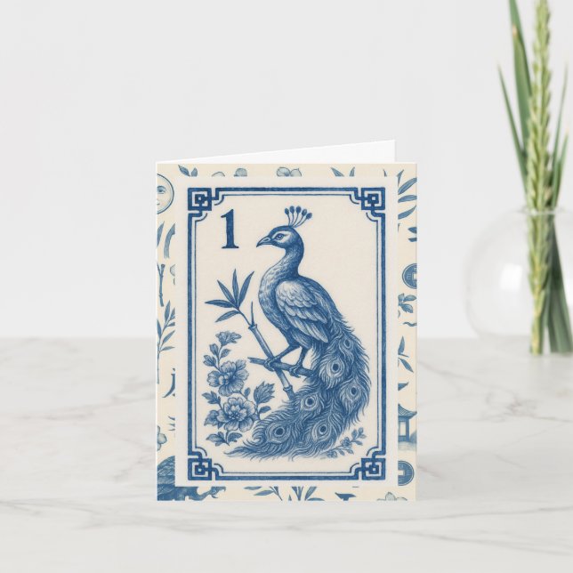 Tarjetas de notas Elegant Birdy Bam Mah Jongg (Anverso)