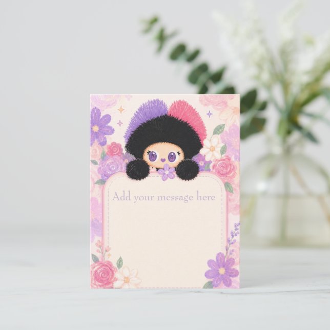 Tarjetas de notas en blanco de Bloom Kitty | Perso (Anverso de pie)