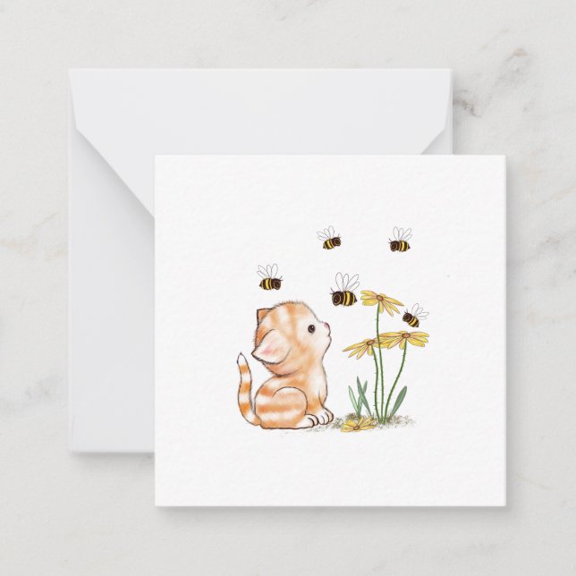 Tarjetas de notas en blanco para las flores de gat (Anverso)