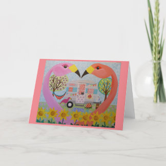 Tarjetas de notas "Flamingos en el amor en el remo