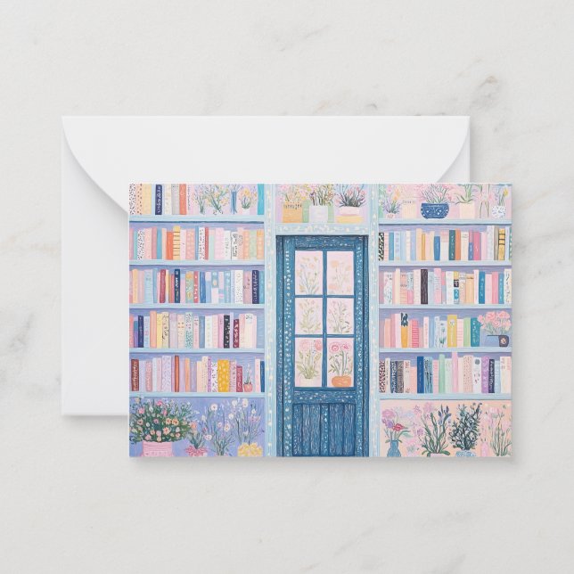 Tarjetas de notas florales bonitas y librescas (Reverso)