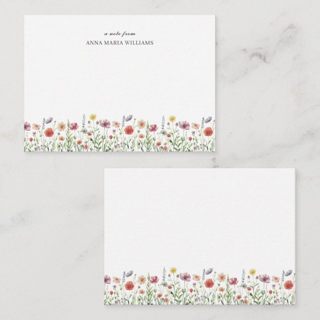 Tarjetas de notas florales de flores silvestres ch (Anverso / Reverso)