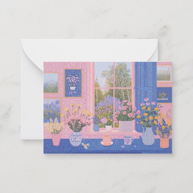 Tarjetas de notas florales de primavera de bonito (Reverso)