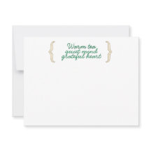 Tarjetas de notas florales de té caliente y mente 