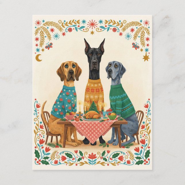 Tarjetas de notas Gran Danés Navidad mesa  (Anverso)