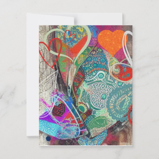Tarjetas de notas Hearts and Paisley (Anverso)