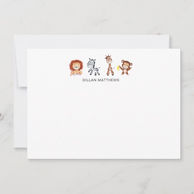 Tarjetas de notas Jungle Animals para niños (Anverso)