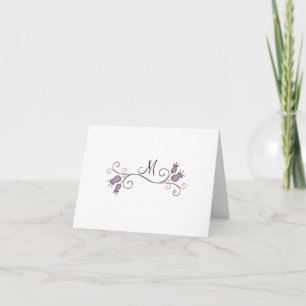 Tarjetas de notas monográficas de tulipano morado
