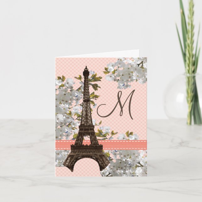 Tarjetas de notas monogramadas de la Torre Eiffel (Anverso)