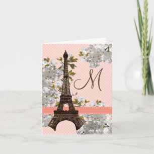 Tarjetas de notas monogramadas de la Torre Eiffel