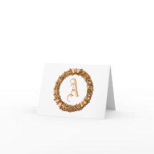 Tarjetas de notas monogramadas de Wreath naranja