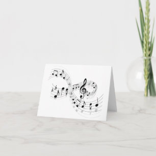 Tarjetas de notas musicales en una línea del penta