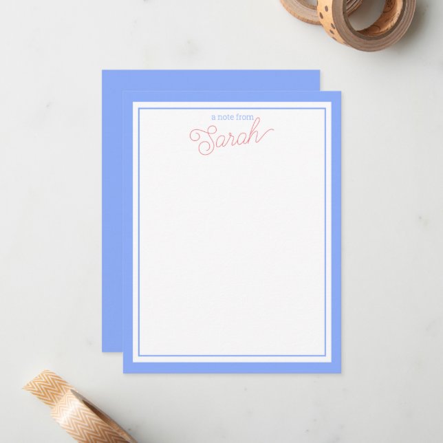 Tarjetas de notas periwinkle y rosa (Anverso/Reverso In Situ)