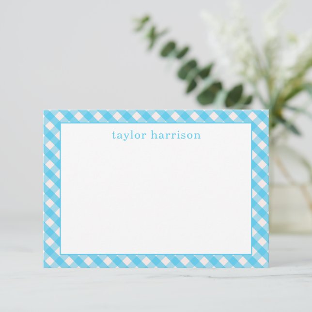 Tarjetas de notas personalizadas Bright Gingham (Anverso de pie)