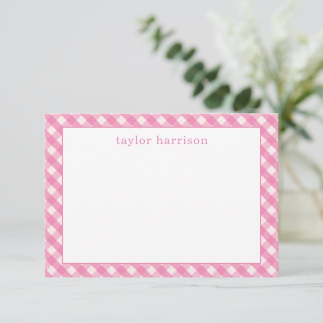 Tarjetas de notas personalizadas Bright Gingham (Anverso de pie)