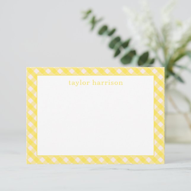 Tarjetas de notas personalizadas Bright Gingham (Anverso de pie)
