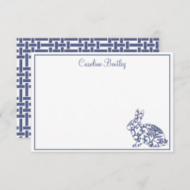 Tarjetas de notas personalizadas Chinoiserie Bunny