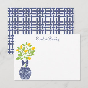 Tarjetas de notas personalizadas Chinoiserie Lemon