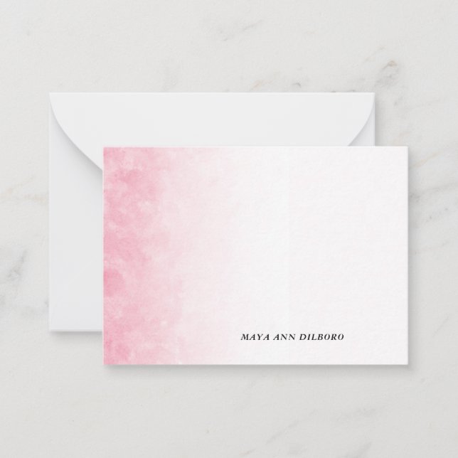 Tarjetas de Notas Personalizadas con Acuarela Rosa (Anverso)