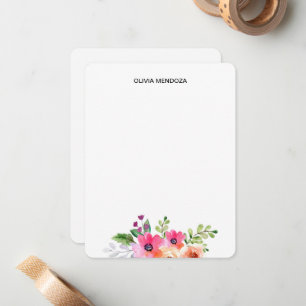 Tarjetas de notas personalizadas con flores