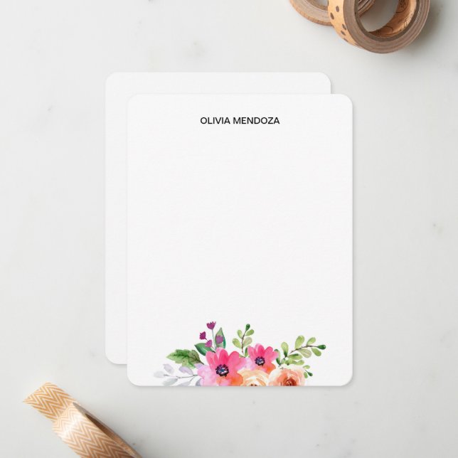 Tarjetas de notas personalizadas con flores (Anverso/Reverso In Situ)